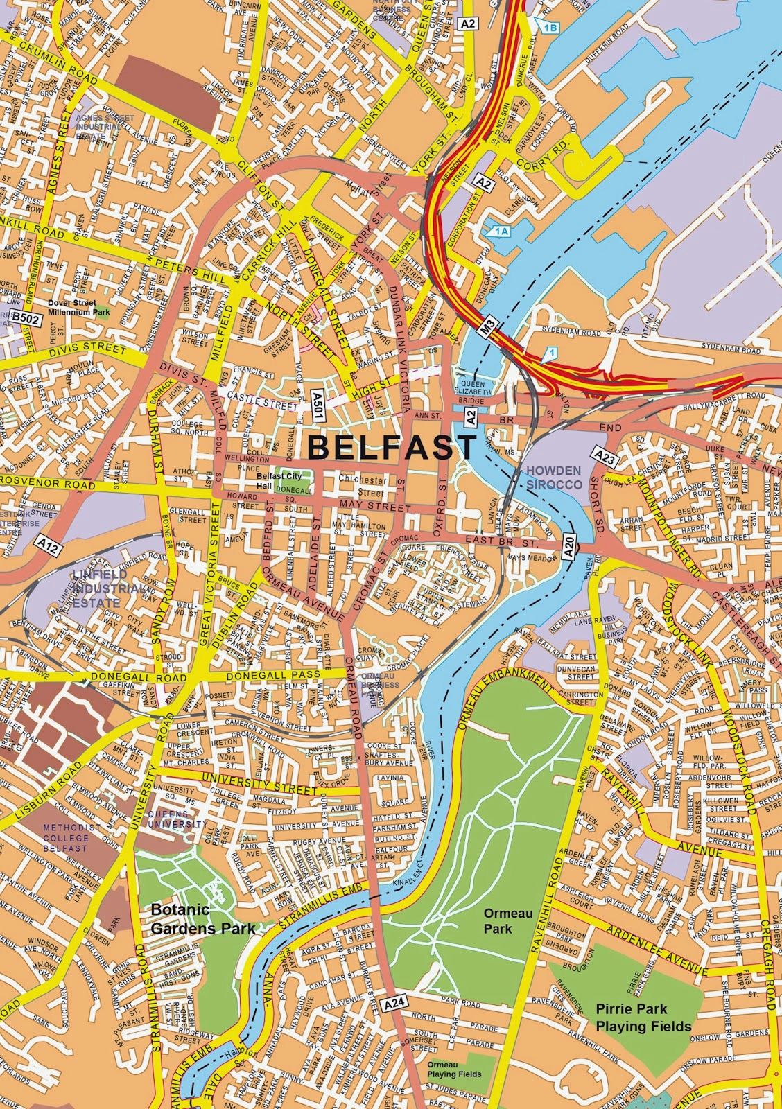 Stadtplan Von Belfast Detaillierte Gedruckte Karten Von 