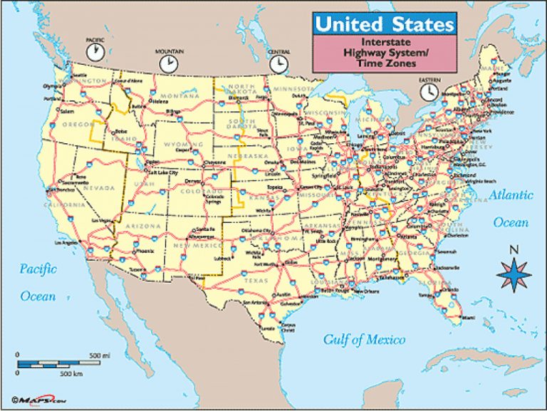 Us Highway Maps With States And Cities Printable Map