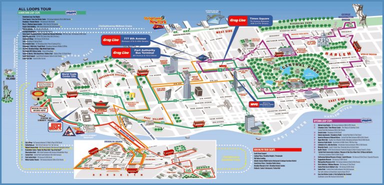 Large Printable Tourist Attractions Map Of Manhattan New